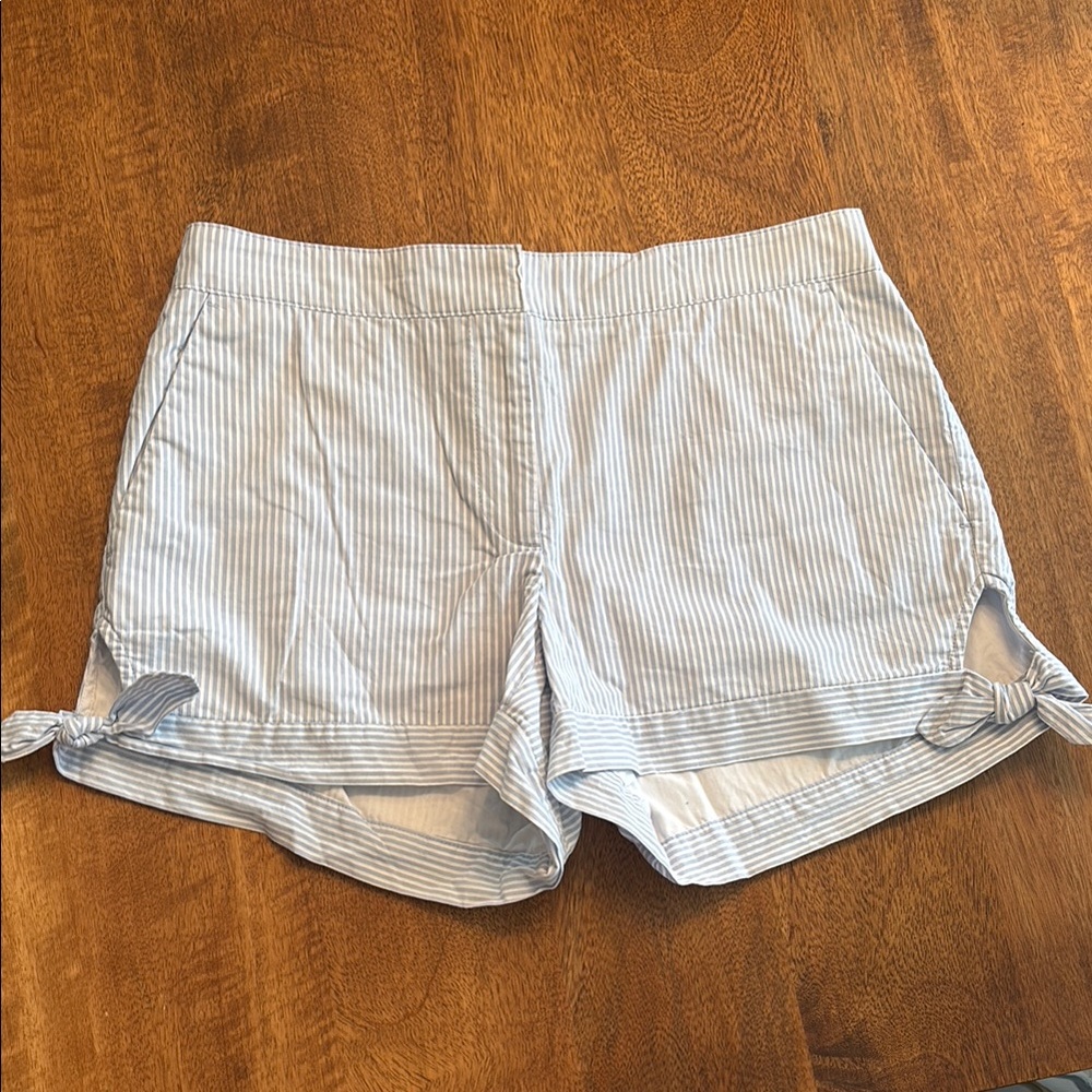 LOFT Light Blue seersucker Striped Women's Shorts (1)